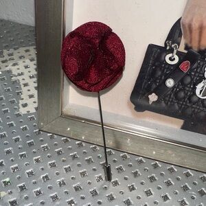 Burgundy/Wine Color Rose Lapel Pin NWOT